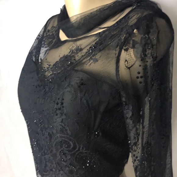 Black elegant/semi-formal blouse with scarf - Picture 3 of 3